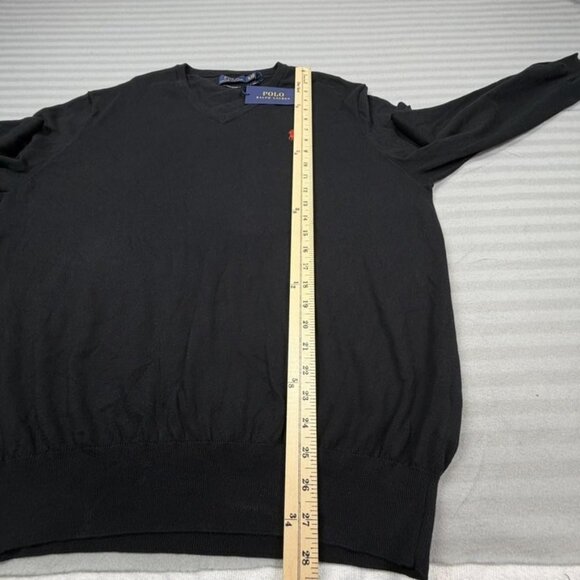 Polo Ralph Lauren Sweater Mens Extra Large Black Pima Cotton V Neck Red Pony - Picture 6 of 8
